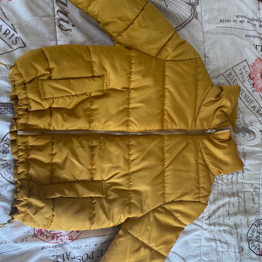 Mustard yellow puffer coat